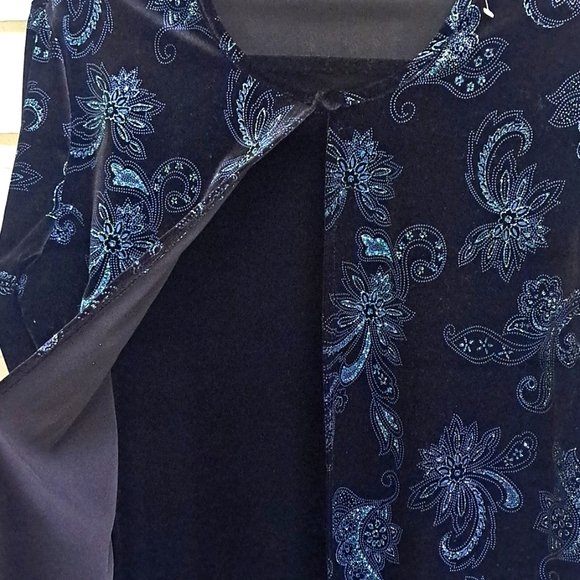 Notations Velvet Glitter Floral 1 Button Formal Top. Size Large NWOT - Picture 4 of 8